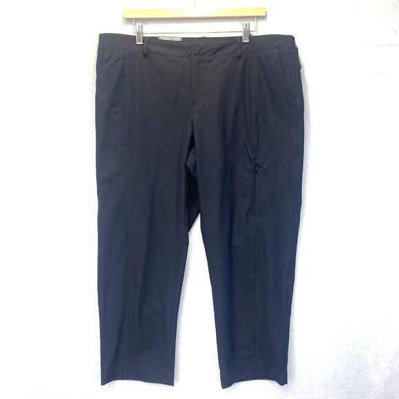 NWT Women's Nylon Travel Pants 16P Black Stretch Zip Pocket Elastic Performance - Picture 1 of 16